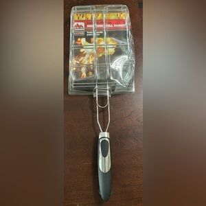 Range Master Chrome Plated Barbecue Grill Basket For Vegetables, Non-Slip Handle